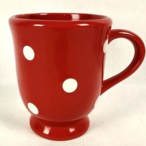 Terramoto Ceramic Red And White Polka Dot Coffee Mug Tea Cup